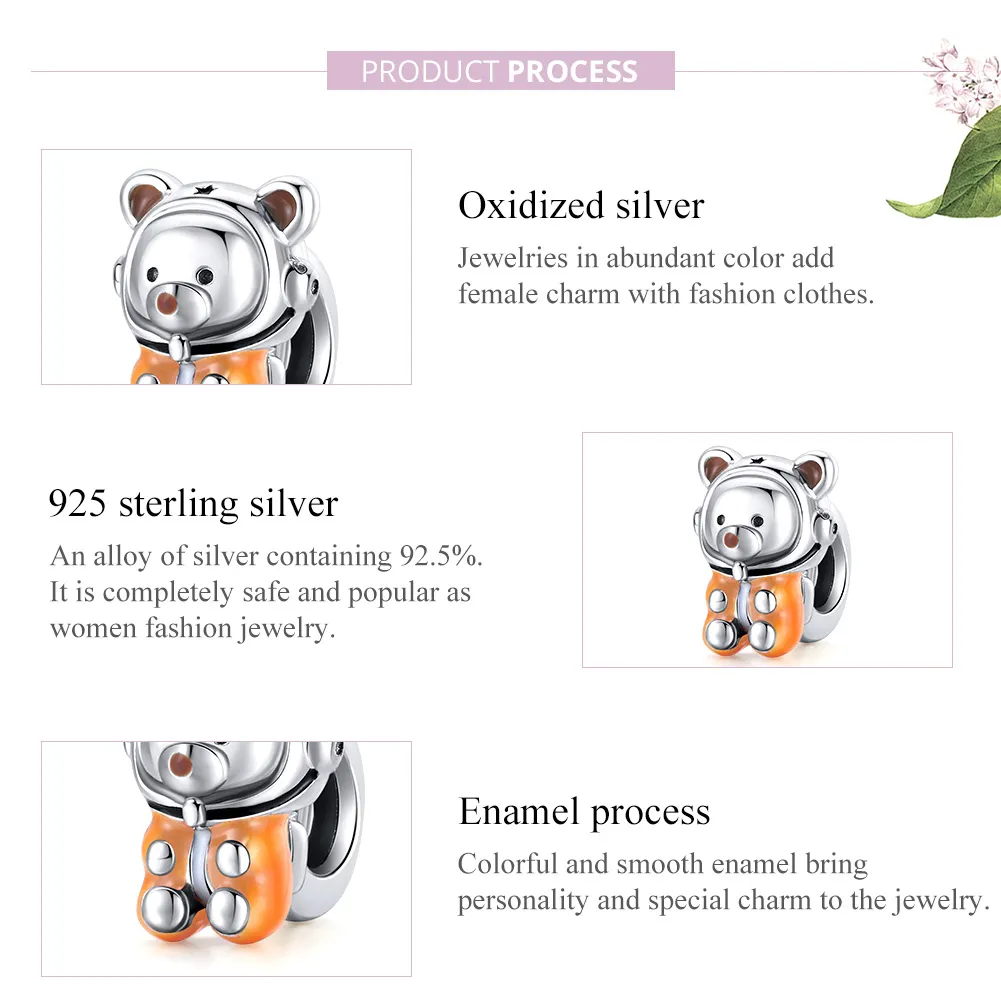 Pandora Style Sølv Space Bear Charm - SCC1693