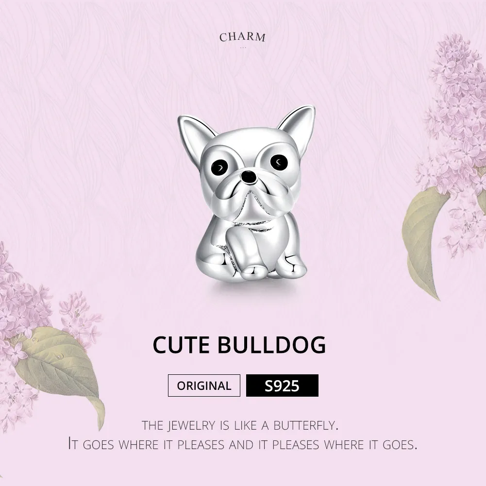 Pandora Style Sølv Søt Frenchie Bulldog Charm - SCC1599