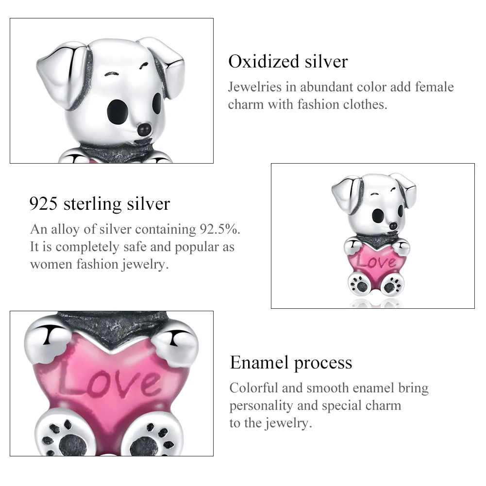 Pandora Style Sølv Søt Puppy Charm - SCC1677