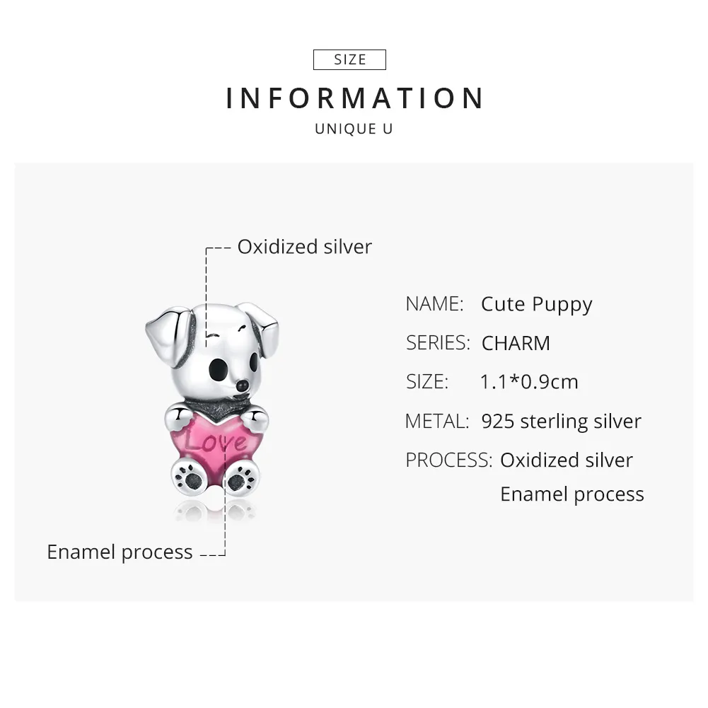 Pandora Style Sølv Søt Puppy Charm - SCC1677