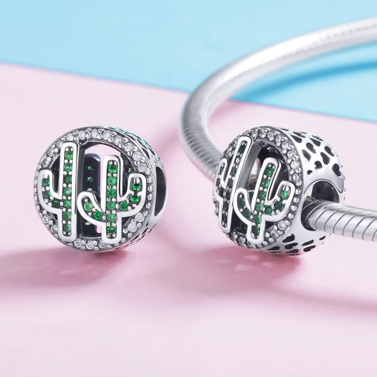 Pandora Style Sølvgrønn Vibrant Cactus Charm - SCC918