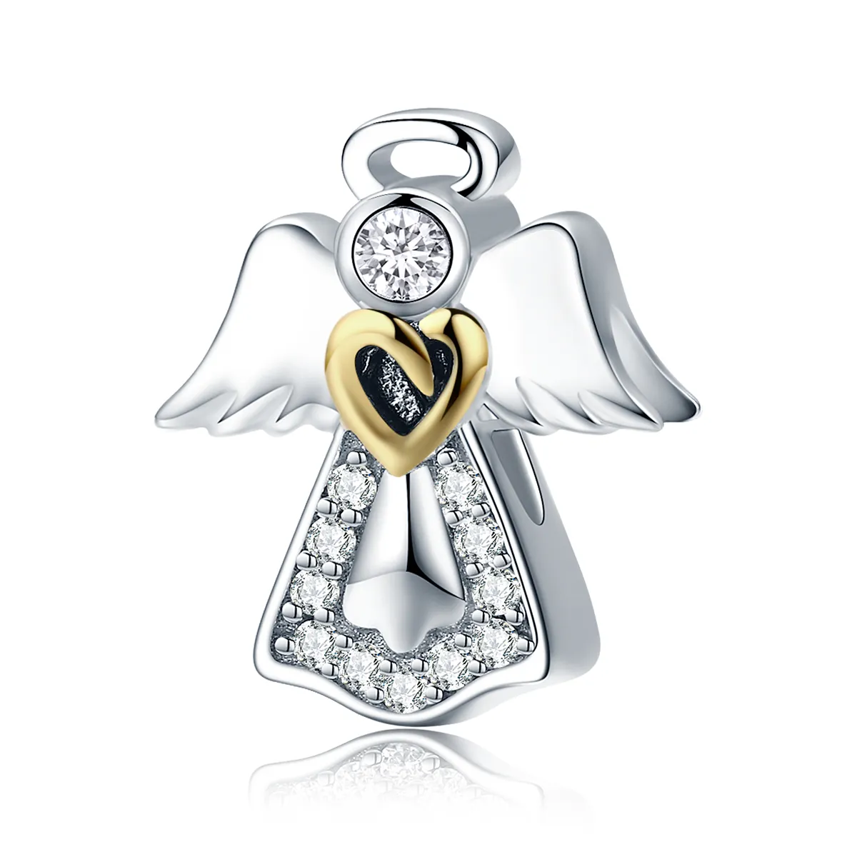 pandora style two tone bicolor guardian angel charm scc747