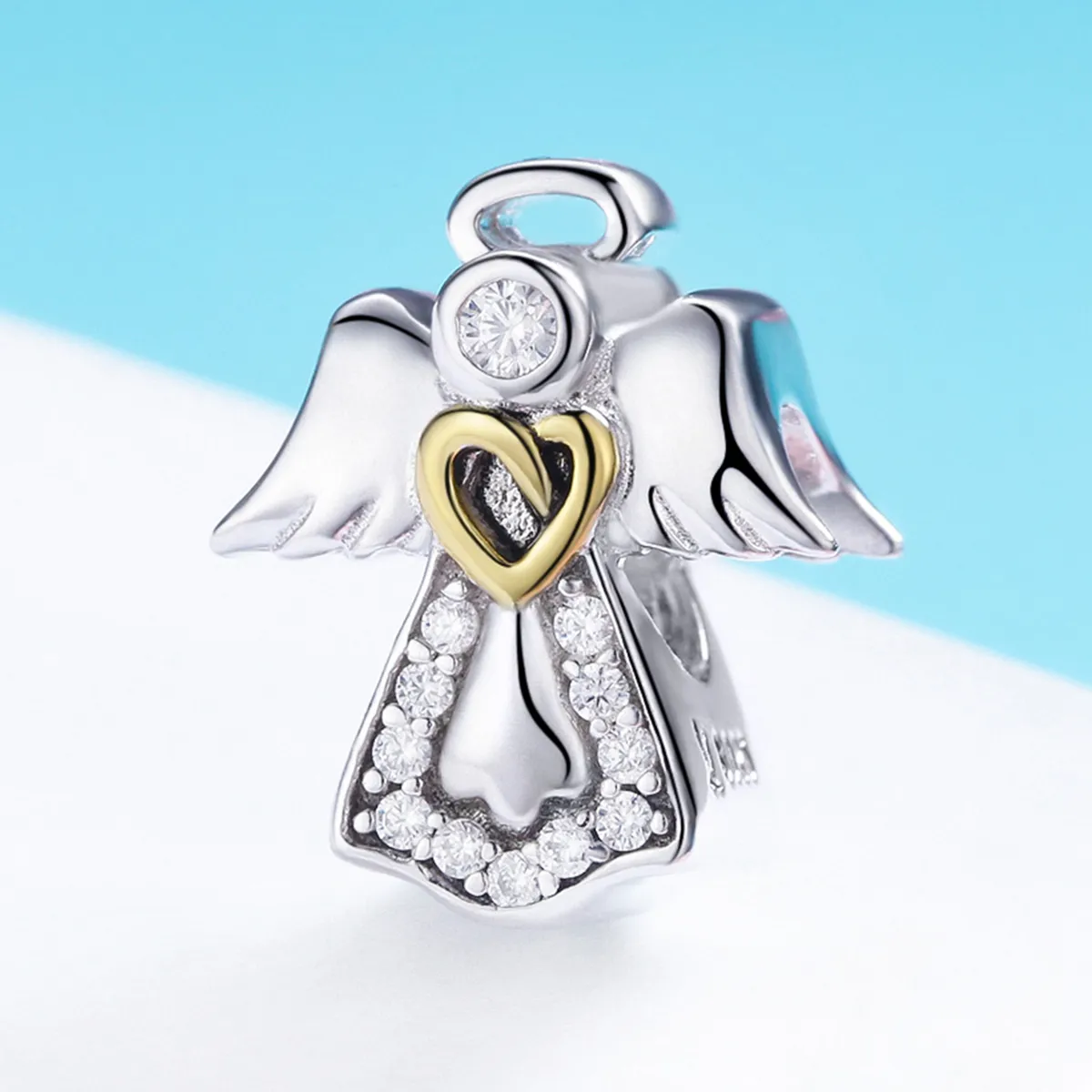 Pandora Style Two Tone Bicolor Guardian Angel Charm - SCC747