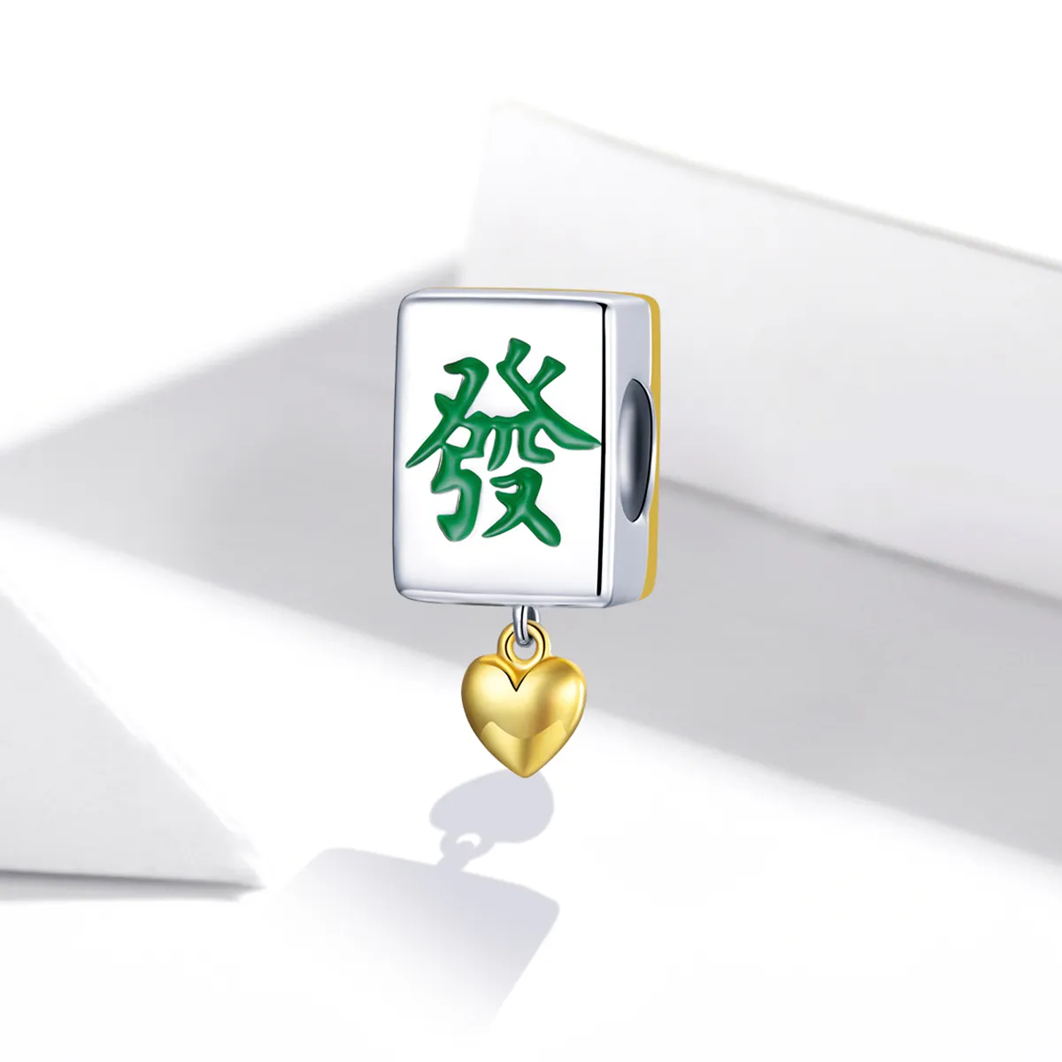 Pandora Style Two Tone Bicolor Mahjong Tiles Charm - SCC1751