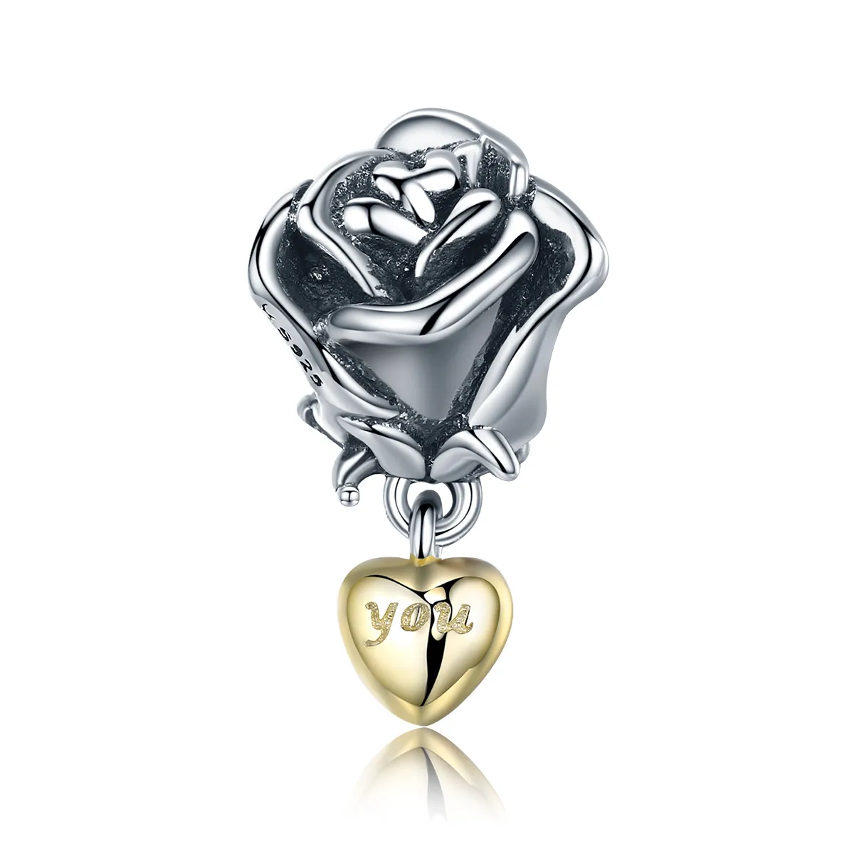 pandora style two tone i love you charm scc455