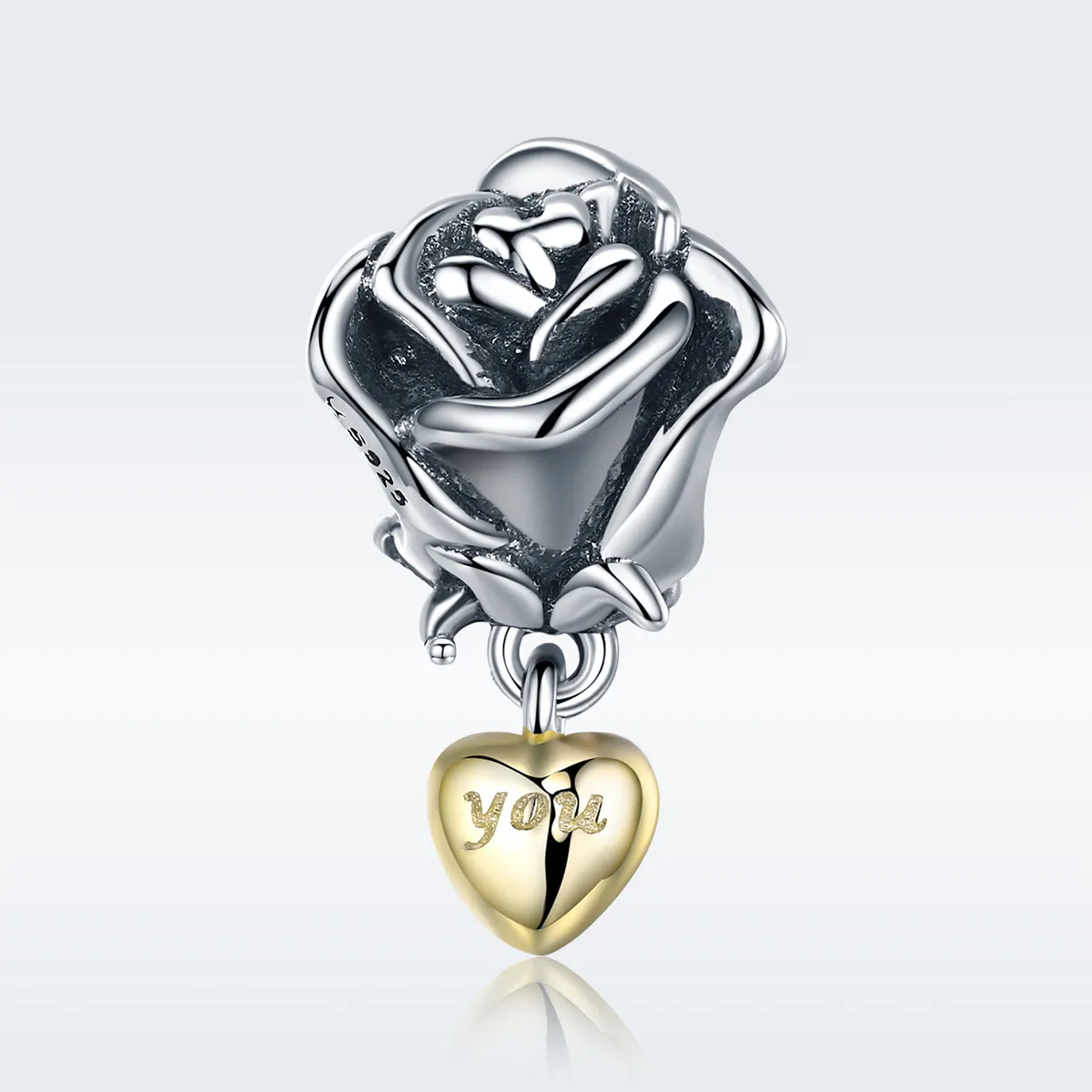 Pandora Style Two Tone I Love You Charm - SCC455