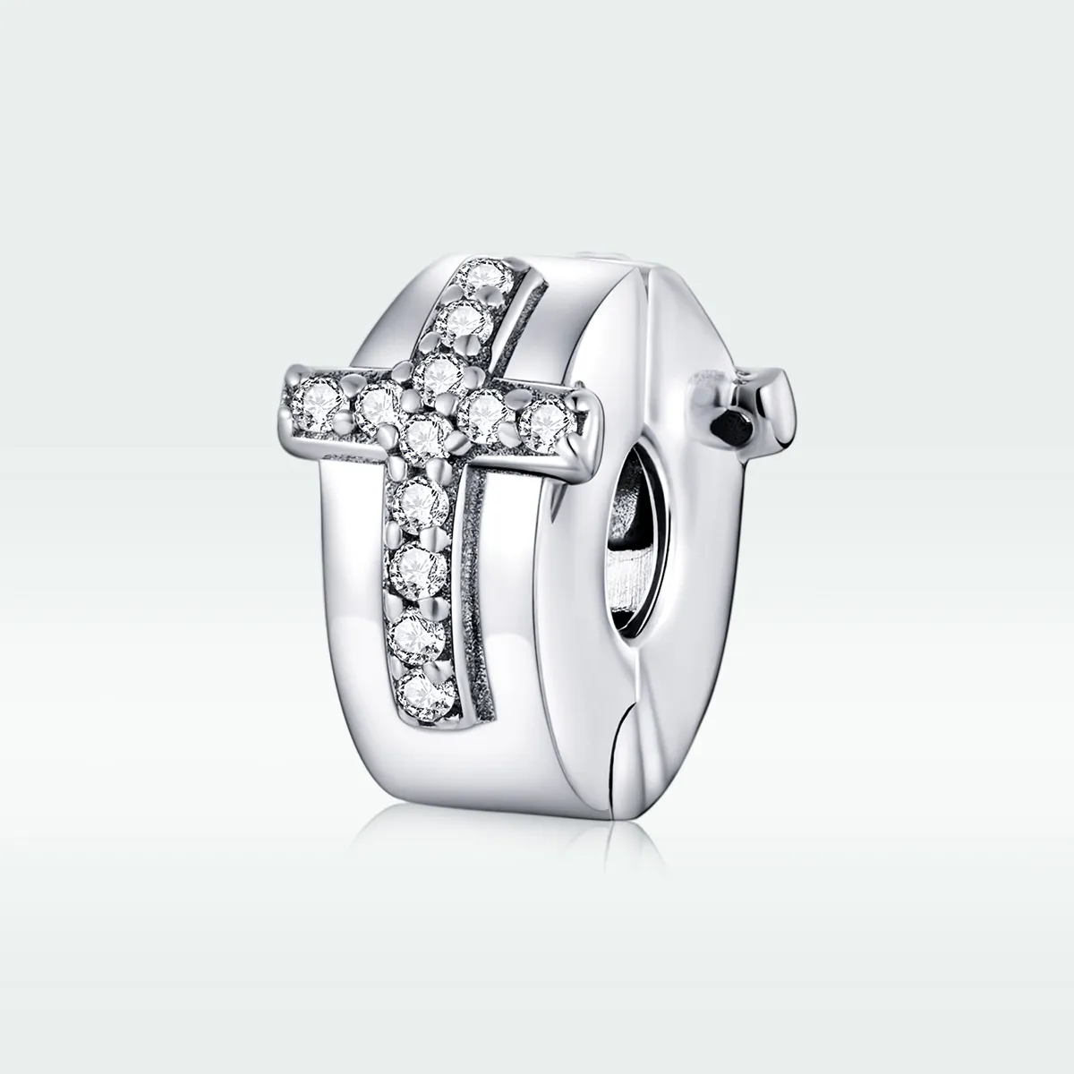 Pandora Style Silver Cross Clip - SCC1497