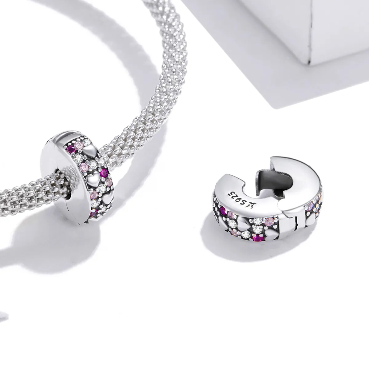 Pandora Style Silver Shining Love Clip - SCC1745