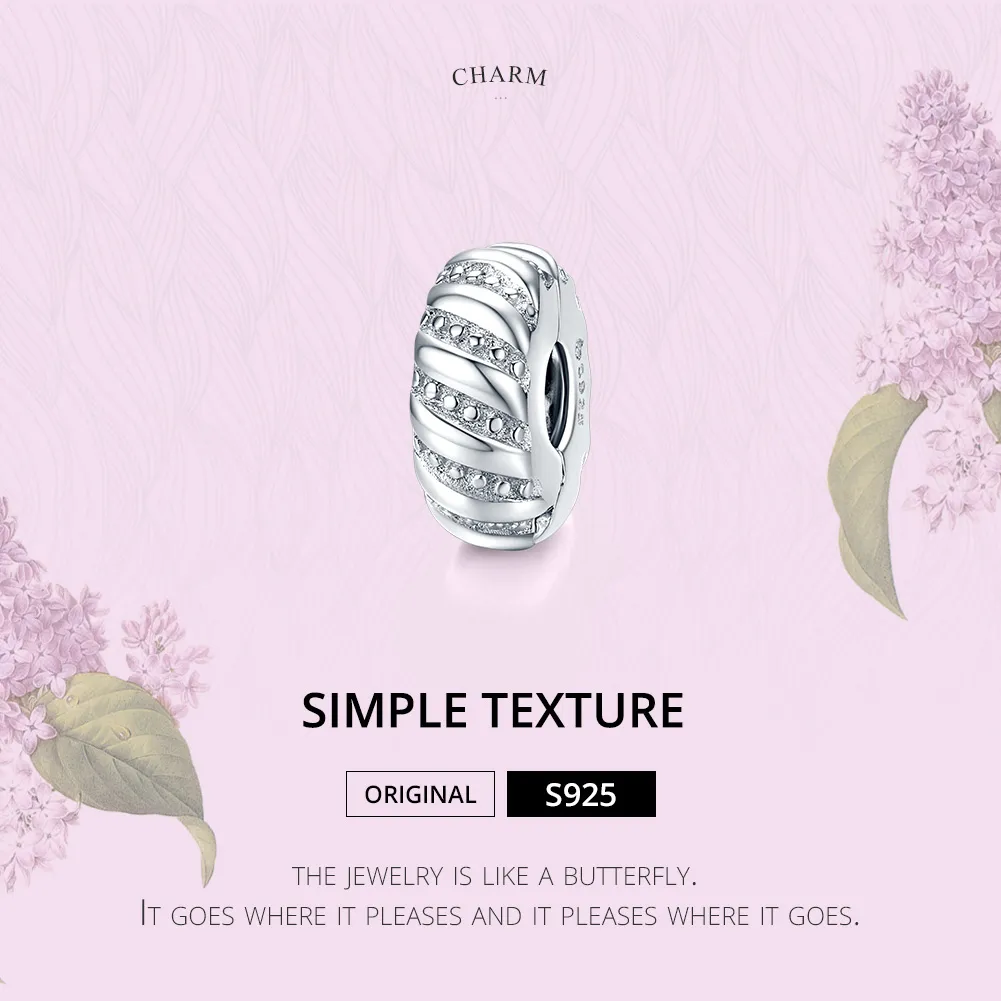 Pandora Style Silver Simple Texture Clip - BSC278