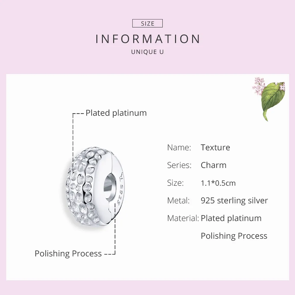 Pandora Style Silver Texture Clip - SCC1490