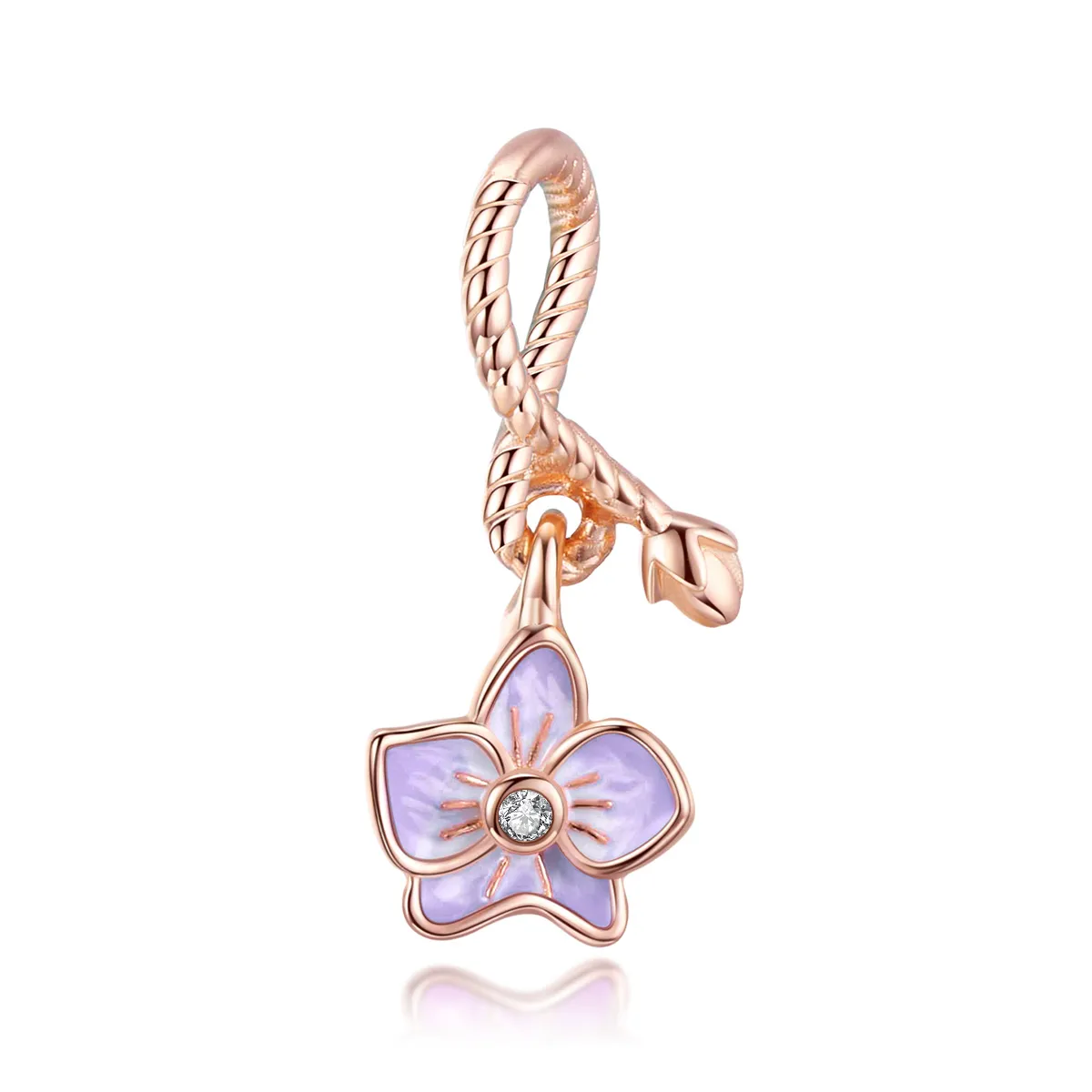 pandora style rose gold orchid dingle bsc287