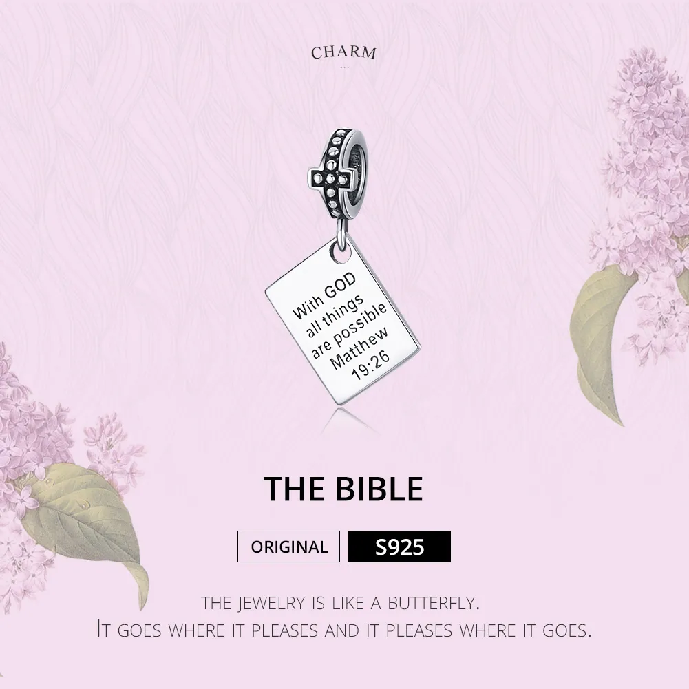 Pandora Style Silver Bible Dangle - SCC1424