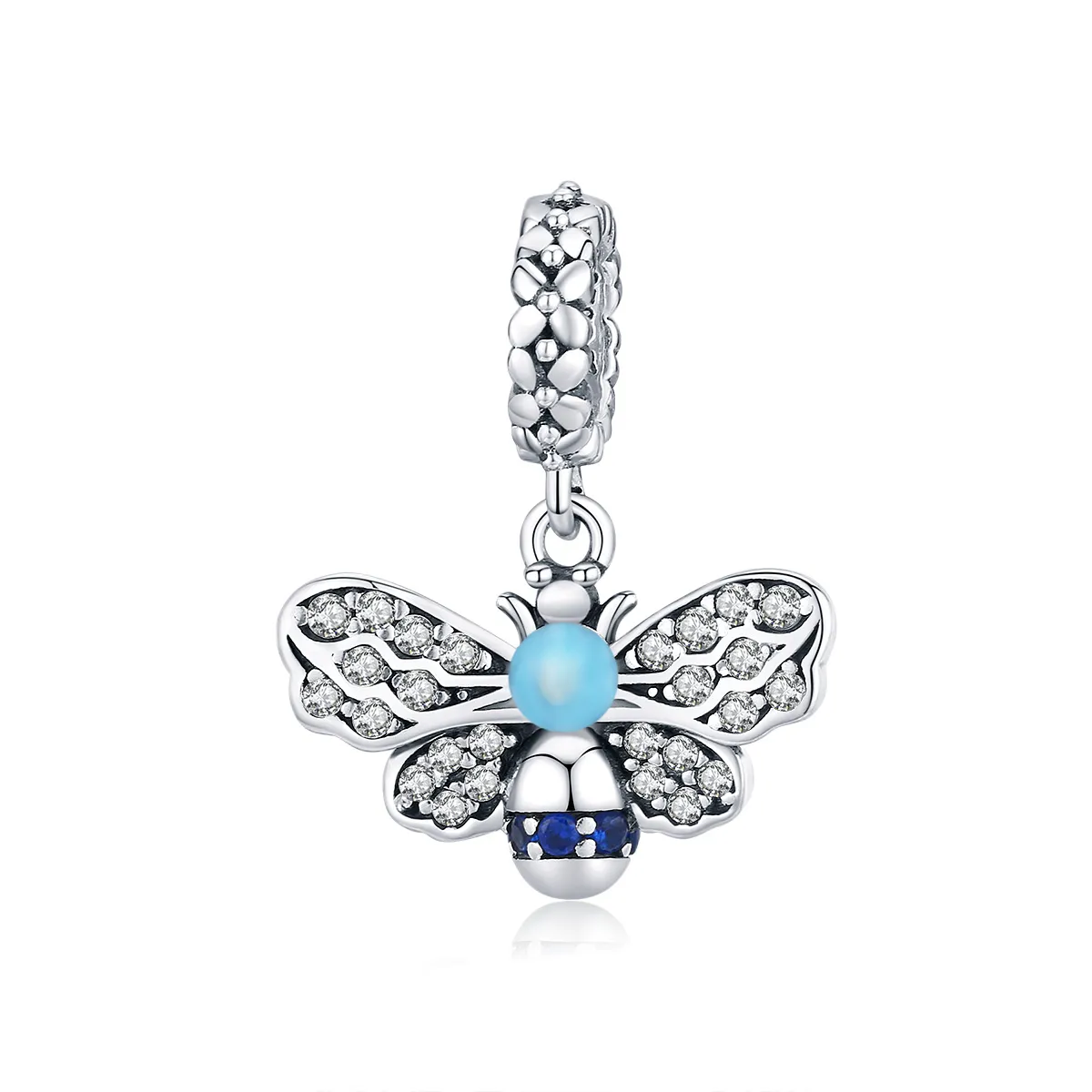 Pandora Style Silver Blue Bee Dangle - SCC1480