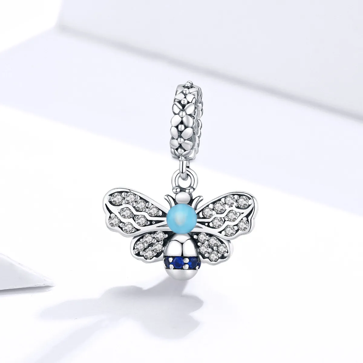 Pandora Style Silver Blue Bee Dangle - SCC1480