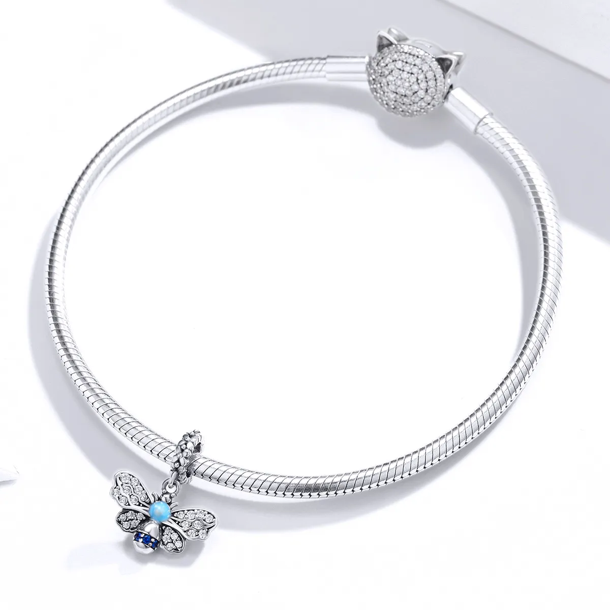 Pandora Style Silver Blue Bee Dangle - SCC1480