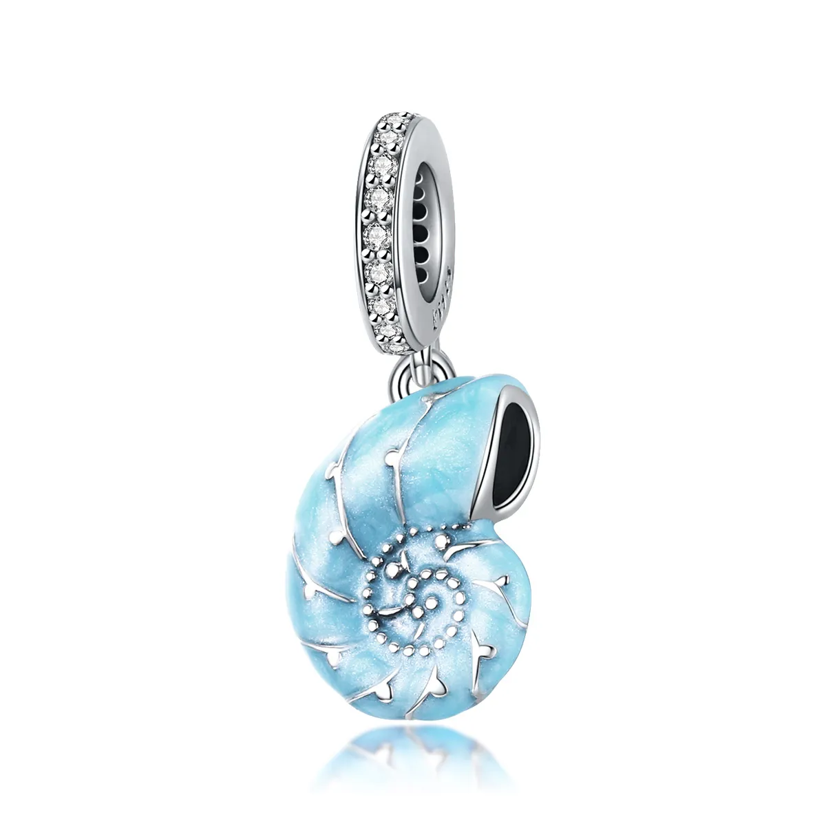 Pandora Style Silver Blue Conch Dangle - SCC1560