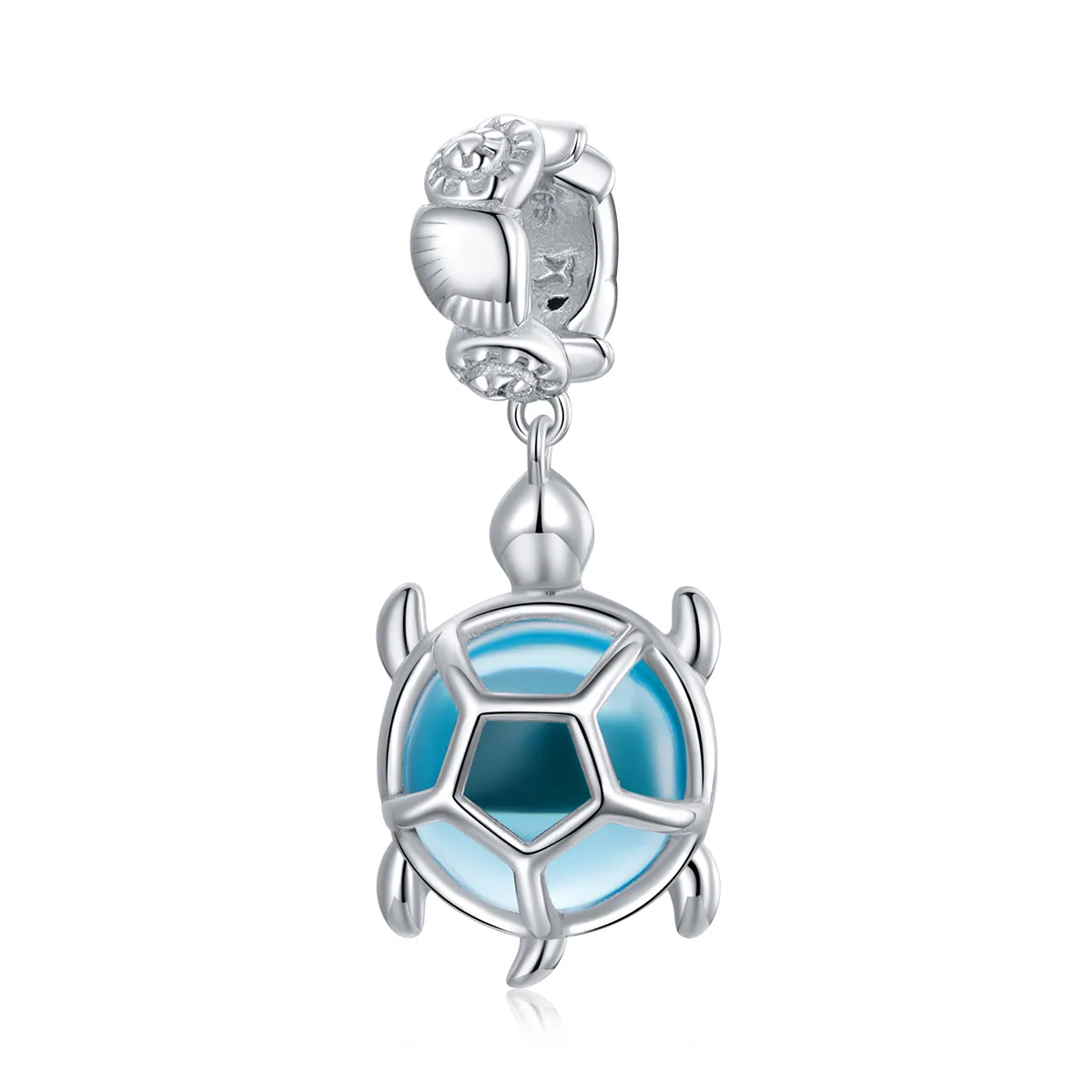 Pandora Style Silver Blue Murano Glass Turtle Dingle - SCC1804