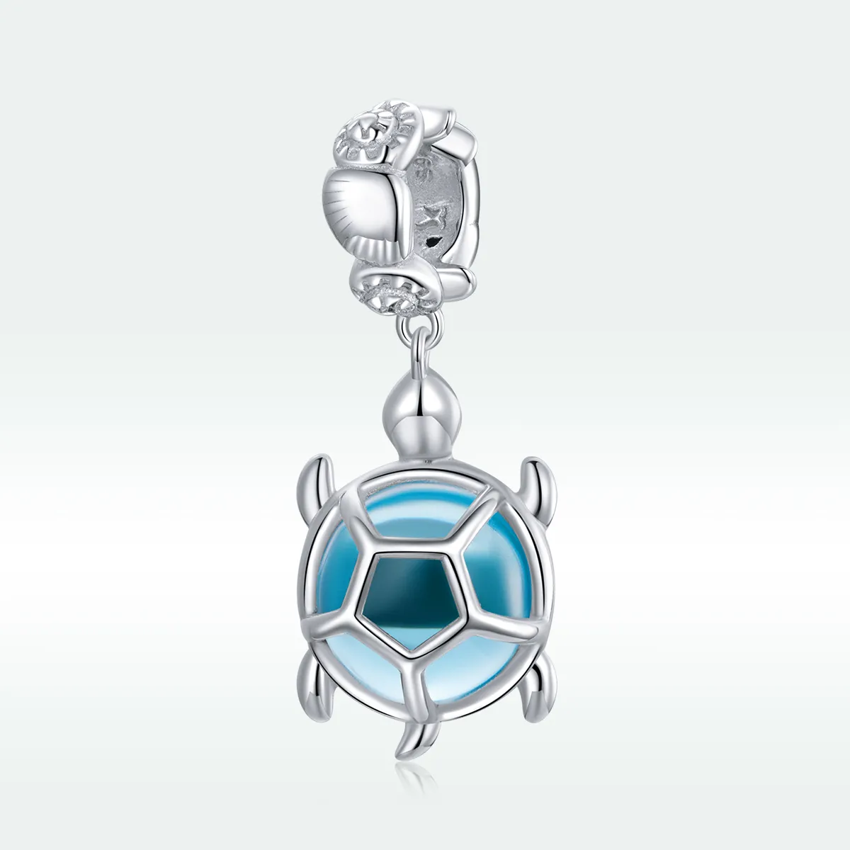 Pandora Style Silver Blue Murano Glass Turtle Dingle - SCC1804