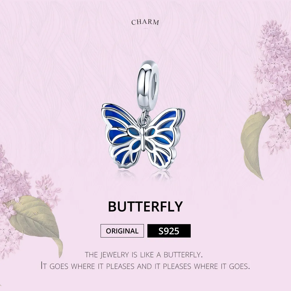 Pandora Style Silver Butterfly Dingle - BSC149