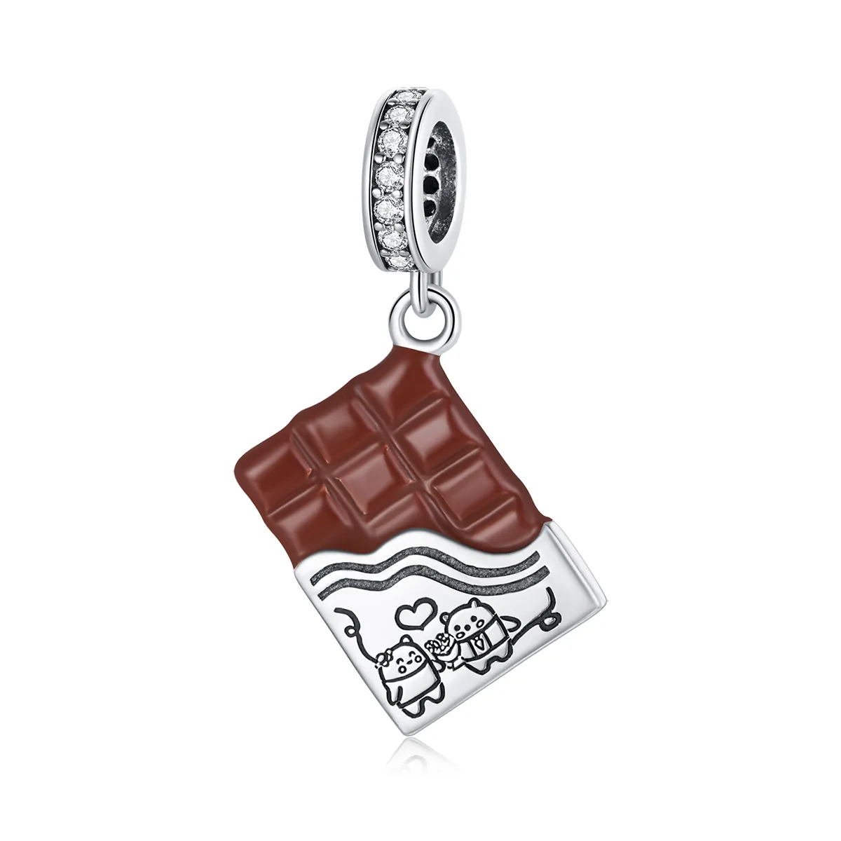 pandora style silver chocolate love dangle scc1782