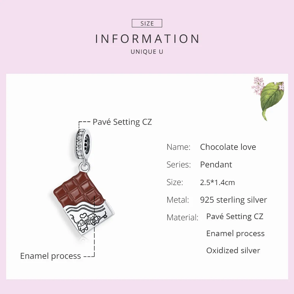 Pandora Style Silver Chocolate Love Dangle - SCC1782