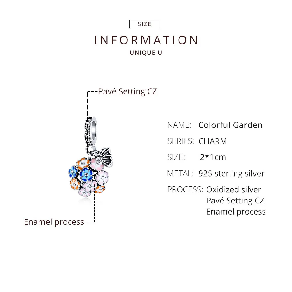 Pandora Style Silver Colorful Garden Dangle - SCC1702