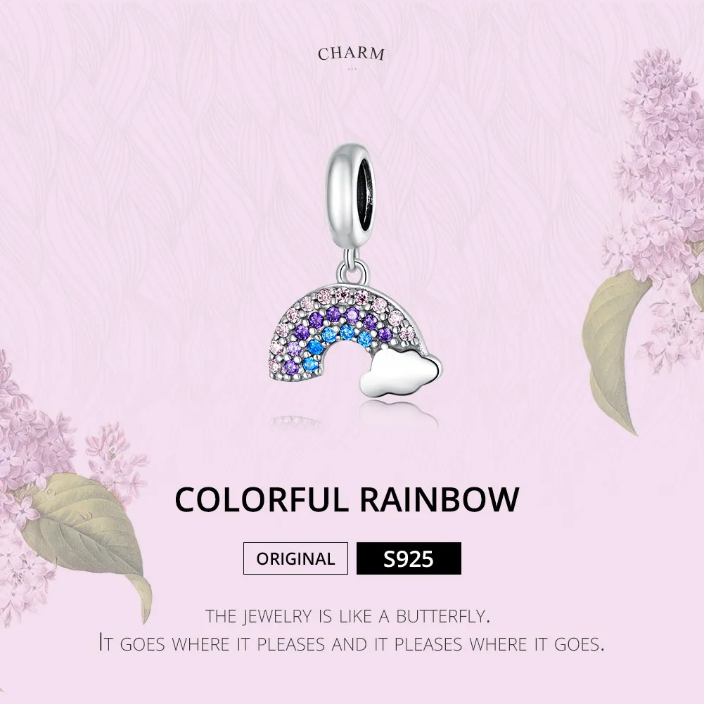 Pandora Style Silver Colorful Rainbow Dangle - SCC1625