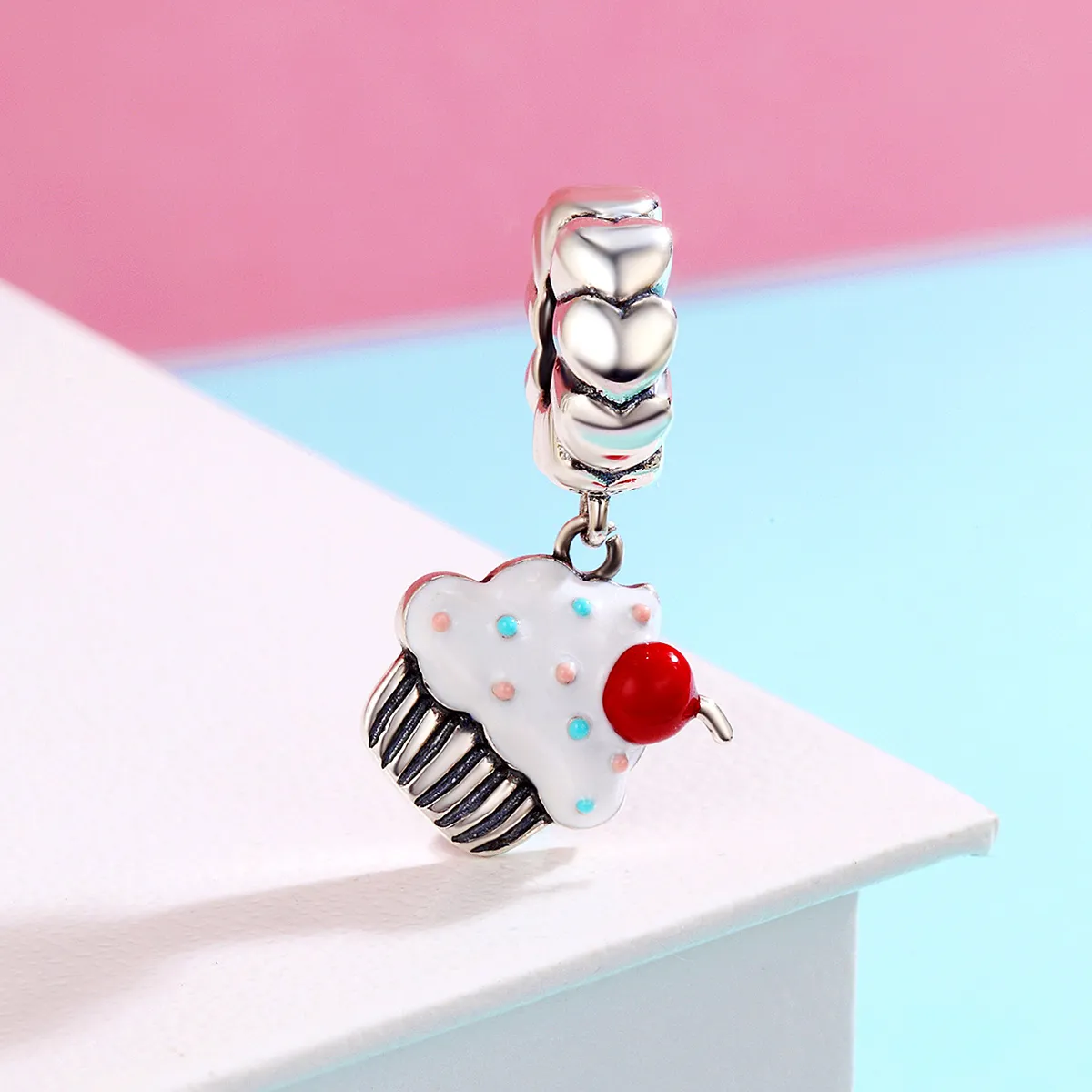 Pandora Style Silver Cupcakes Dangle - SCC350