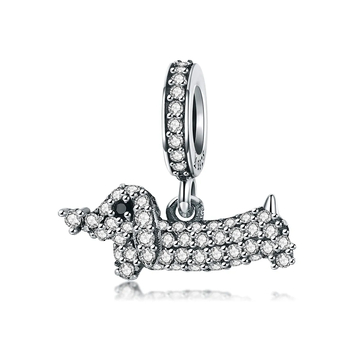 Pandora Style Silver Dachshund Pølse Dog Dingle - SCC709