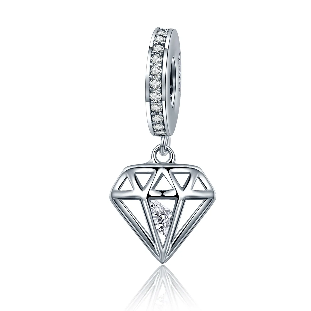 pandora style silver diamond dangle scc186