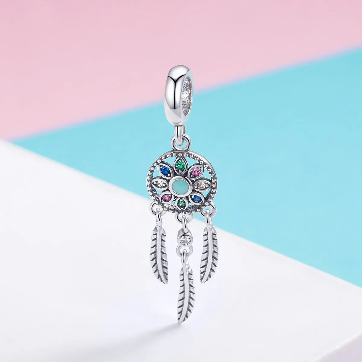 Pandora Style Silver Dreamcatcher Dangle - SCC961