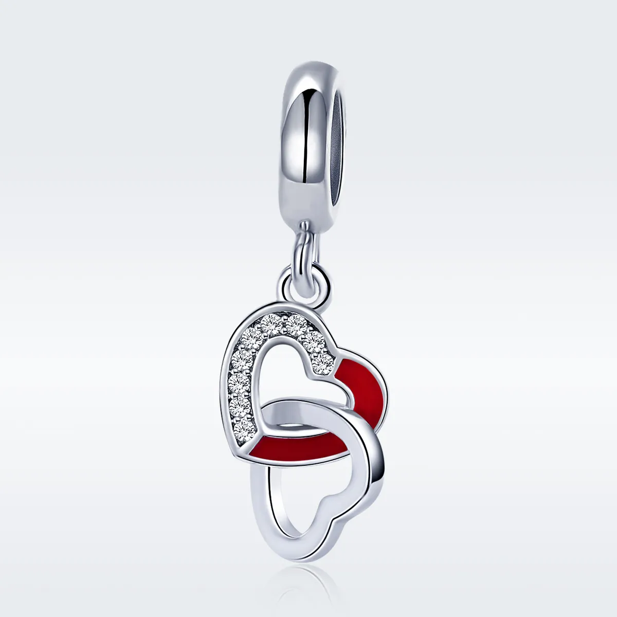 Pandora Style Silver Heart to Heart Dangle - SCC735