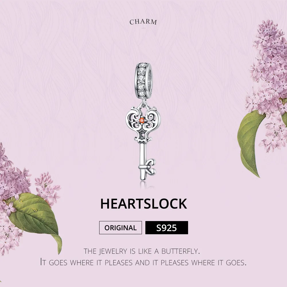 Pandora Style Silver Heartslock Dangle - BSC092