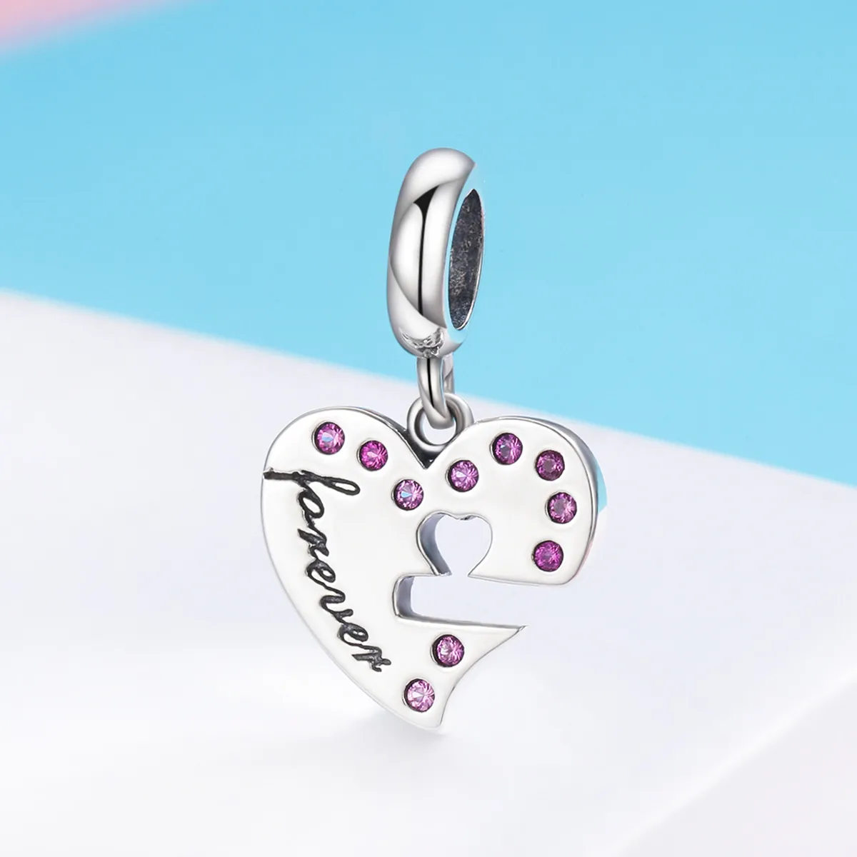 Pandora Style Silver Key of heart Dangle - SCC638