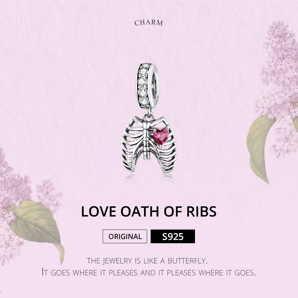 Pandora Style Silver Love Oath of Ribs Dangle - SCC1459