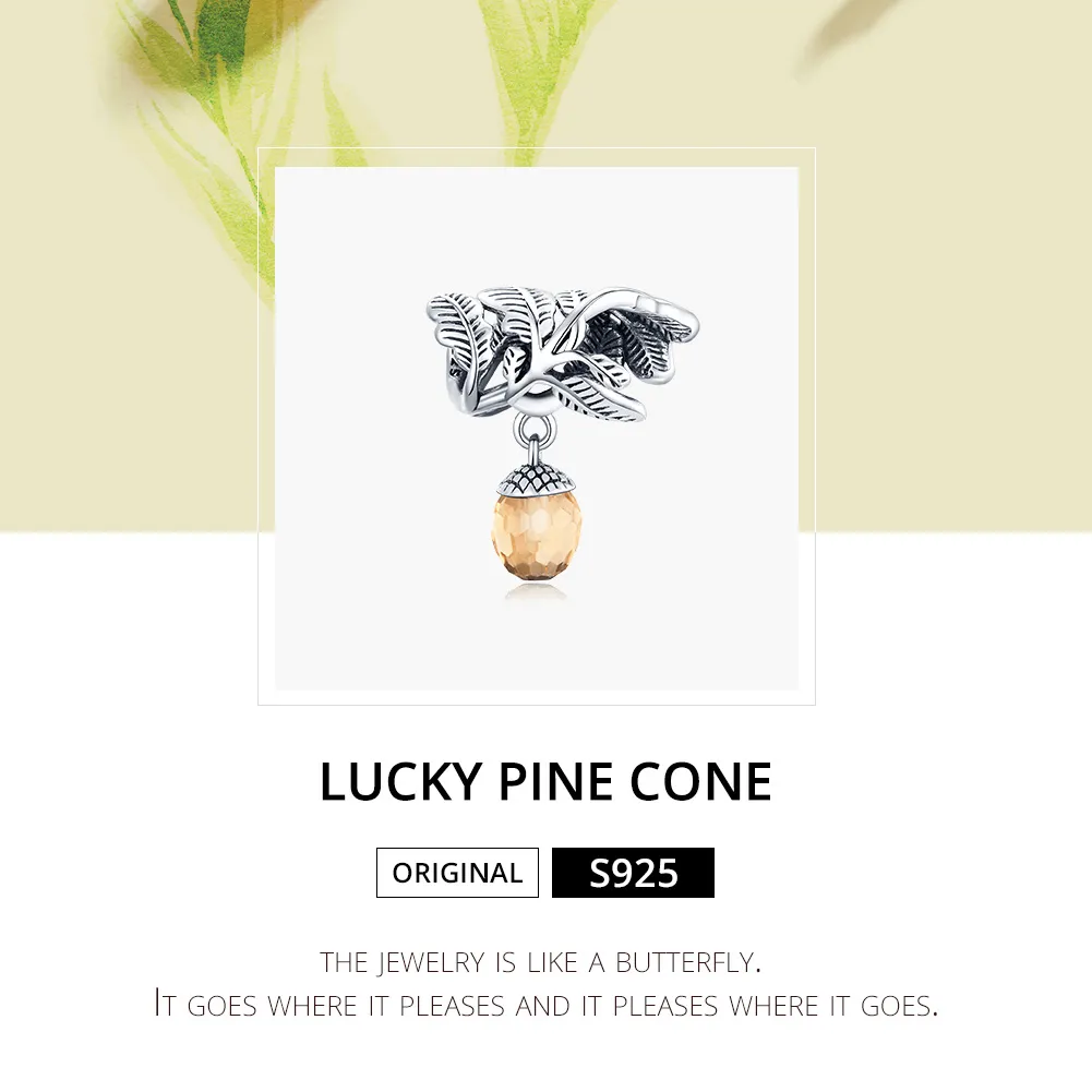 Pandora Style Silver Lucky Pine Cone Dangle - BSC336