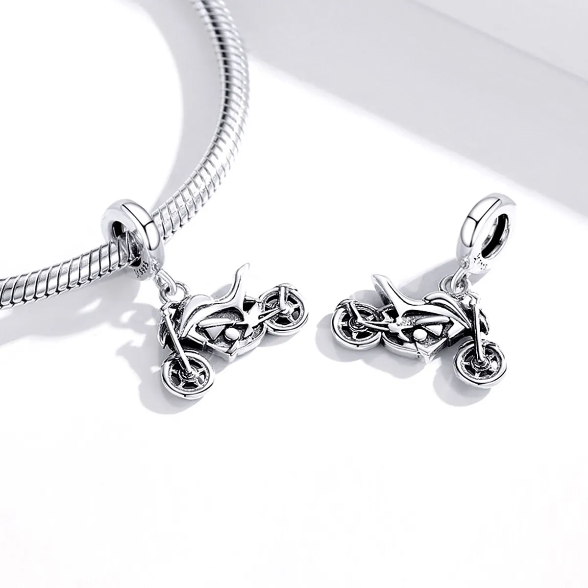 Pandora Style Silver Motorcycle Dangle - SCC1712