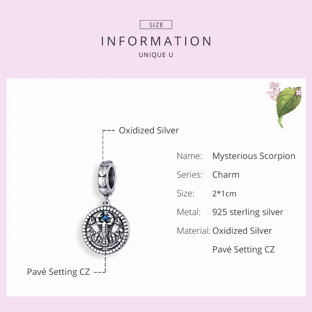 Pandora Style Silver Mysterious Scorpion Dangle - SCC1503