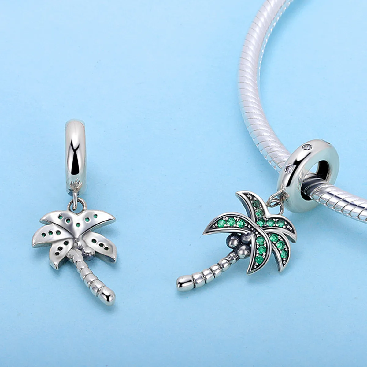 Pandora Style Silver Palm Tree Dingle - SCC697