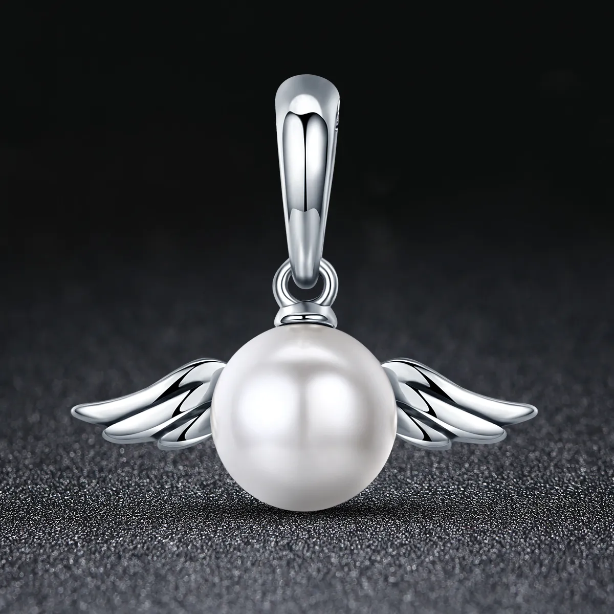 Pandora Style Silver Pearl Angel Wings Dangle - SCC381