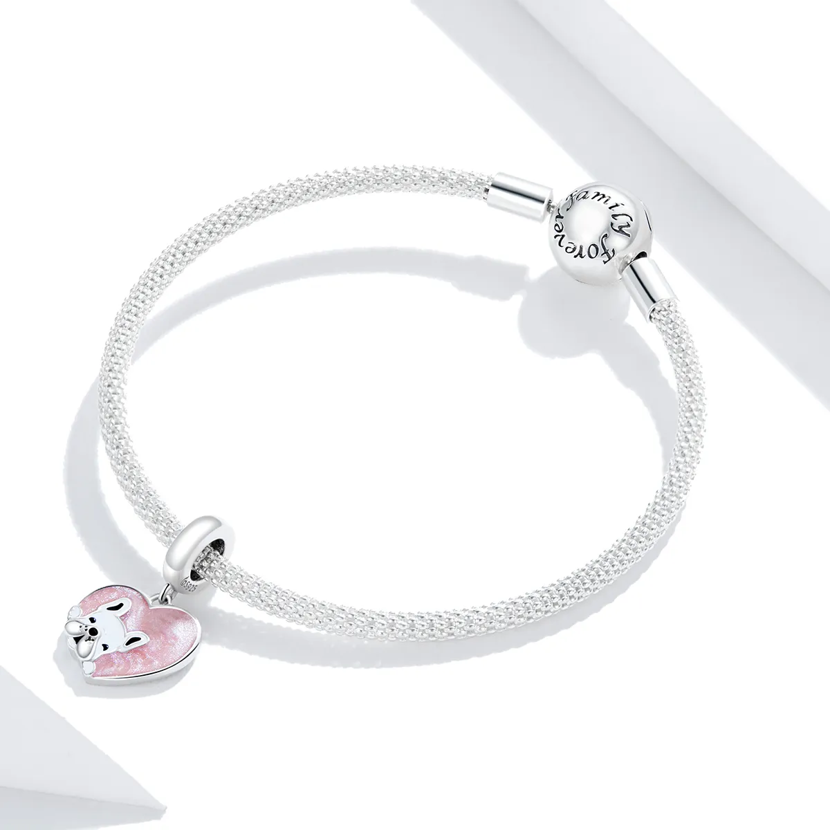 Pandora Style Silver Puppy With Love Dangle - BSC360