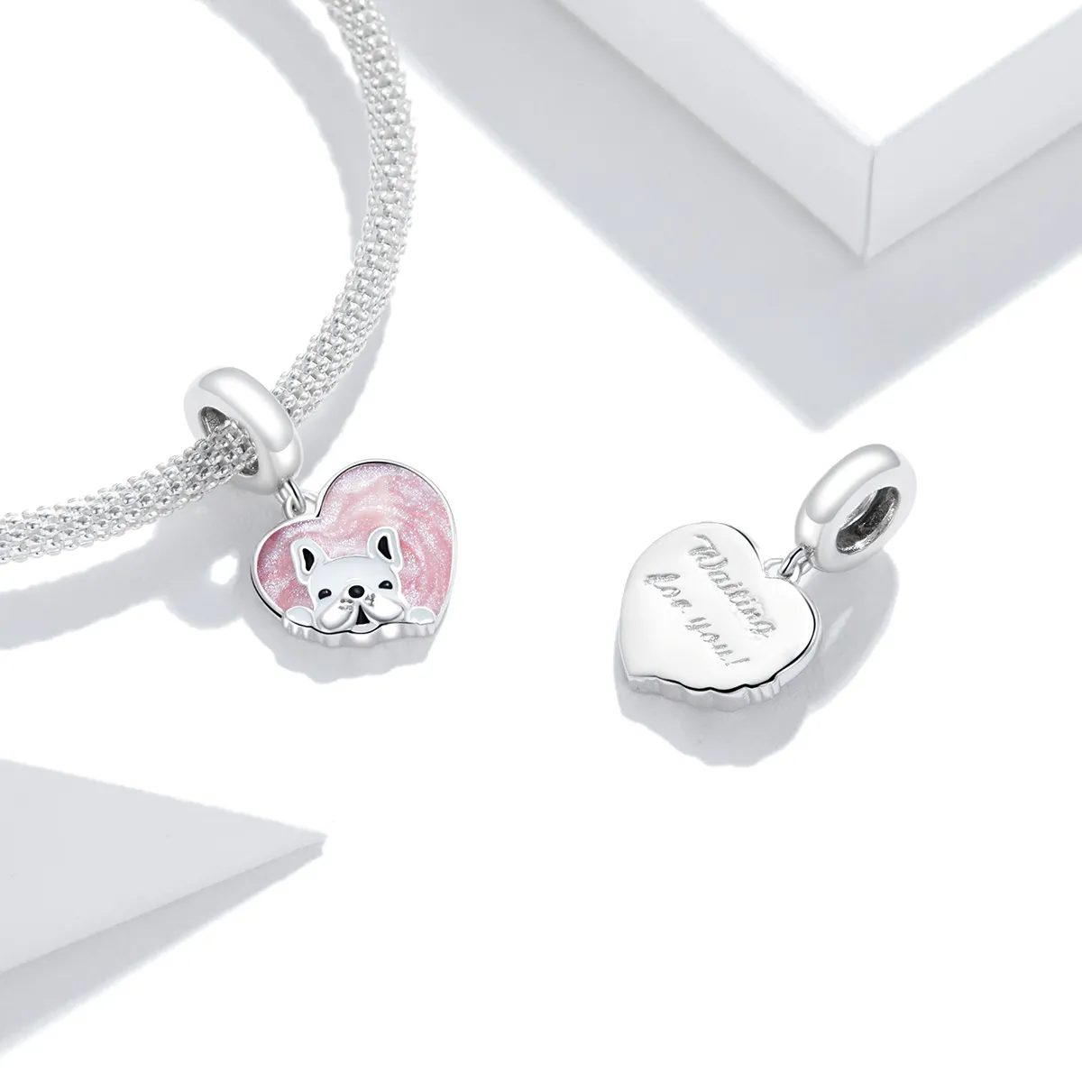 Pandora Style Silver Puppy With Love Dangle - BSC360