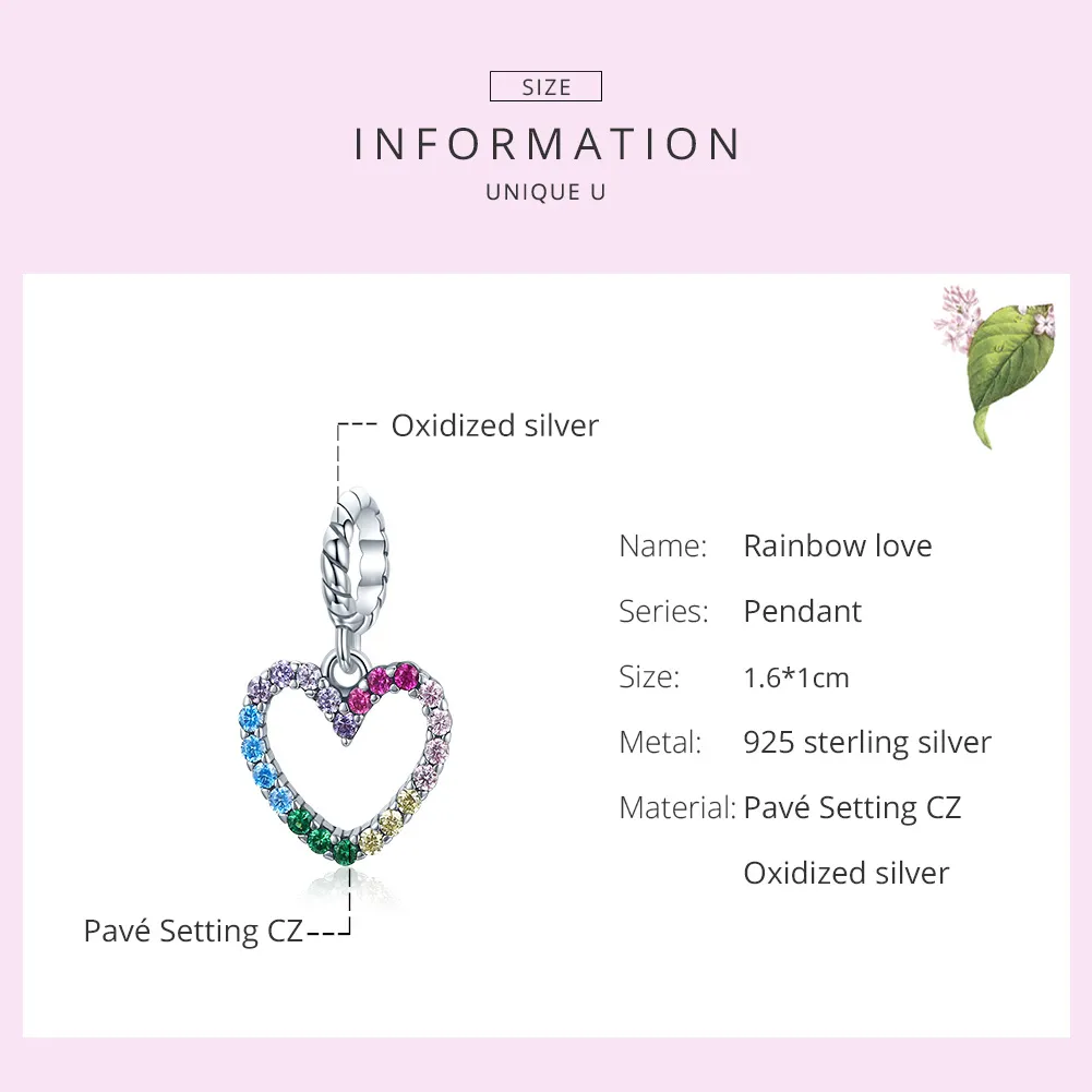 Pandora Style Silver Rainbow Love Dangle - SCC1851