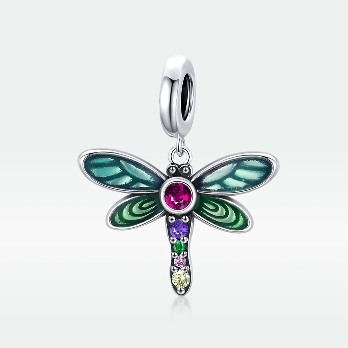 Pandora Style Silver Shiny Dragonfly Dangle - SCC1706