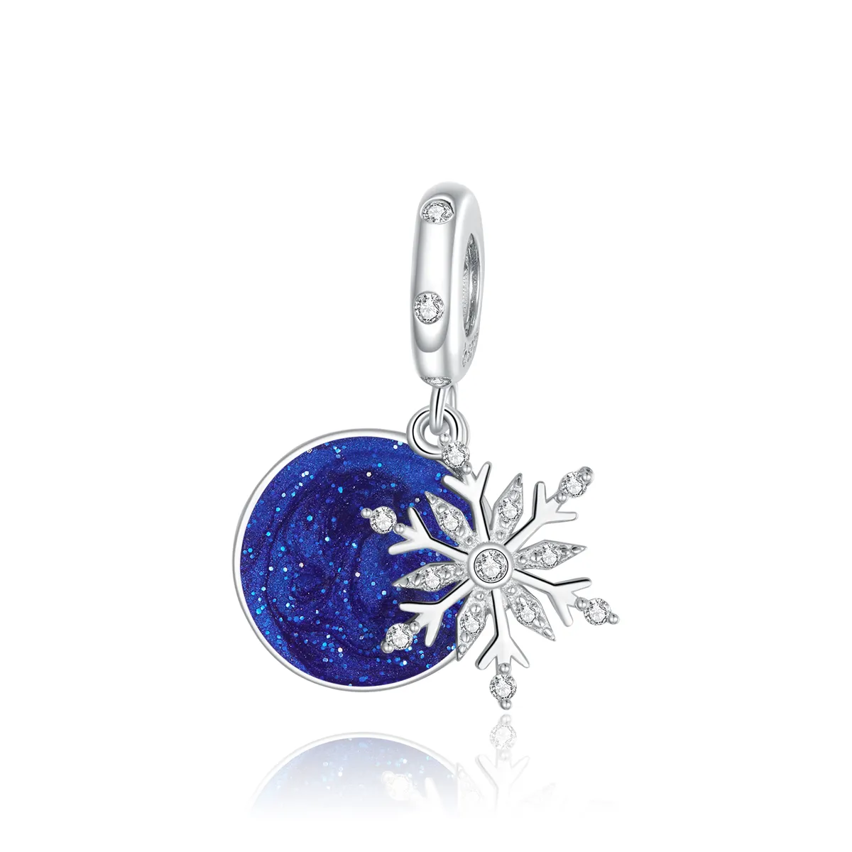 Pandora Style Silver Snowy Night Sky Dangle - BSC367