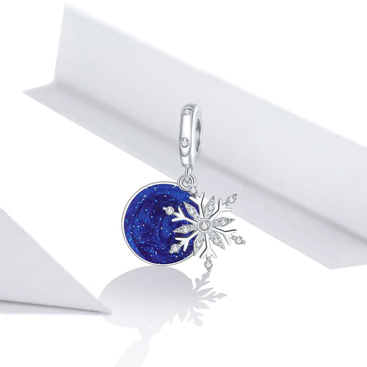 Pandora Style Silver Snowy Night Sky Dangle - BSC367