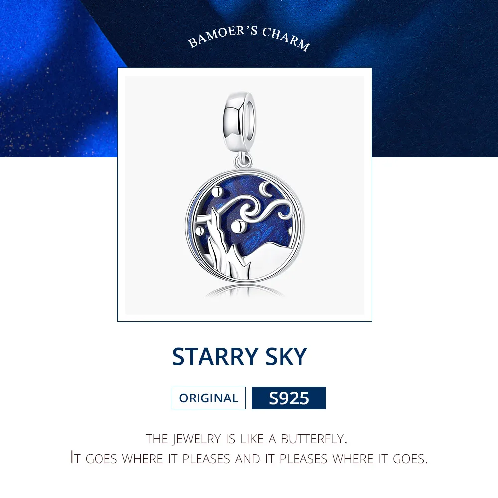 Pandora Style Silver Starry Sky Dangle - SCC1389