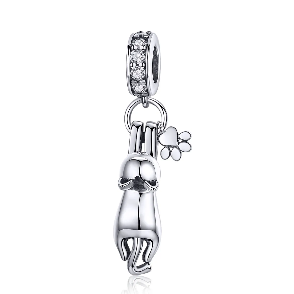 Pandora Style Silver Sticky Cat Dangle - SCC930