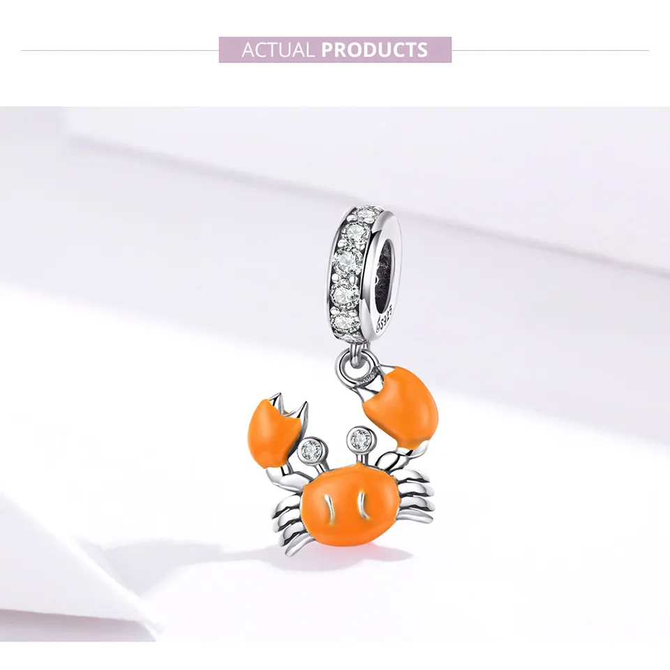 Pandora Style Silver Summer Crab Dangle - BSC076