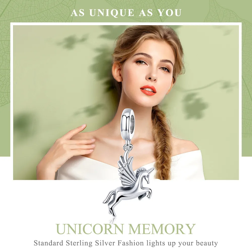 Pandora Style Silver Unicorn Memory Dingle - SCC704